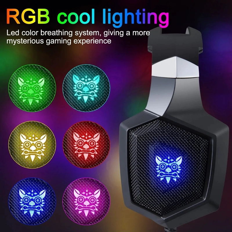 AURICULARES GAMER ONIKUMA K8 NEGRO CON LUZ LED - 5