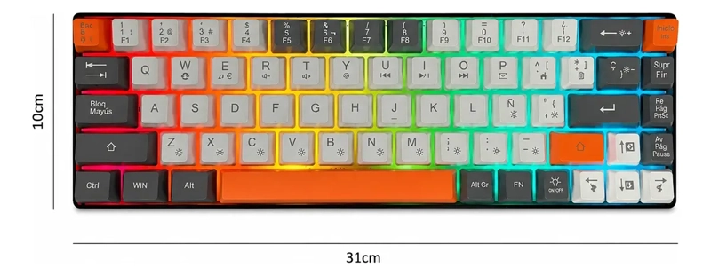 TECLADO GAMER WEIBO WB333 MINI RGB ILUMINACION MULTIEFECTO USB-C - 6