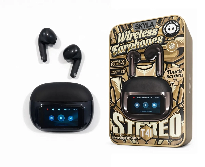 AUDIFONOS INALAMBRICOS T41 CON PANTALLA TACTIL ESTE REO BLUETOOTH DEEP BASS SONIDO POTENTE - 1