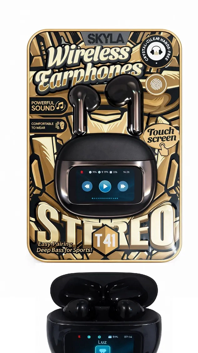 AUDIFONOS INALAMBRICOS T41 CON PANTALLA TACTIL ESTE REO BLUETOOTH DEEP BASS SONIDO POTENTE - 5