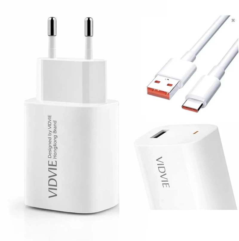 VIDVIE CARGADOR RAPIDO VIDVIE QC 3.0 18W USB-A A USB-C CARGA RAPIDA ADAPTADOR DE PARED CERTIFICADO SEC