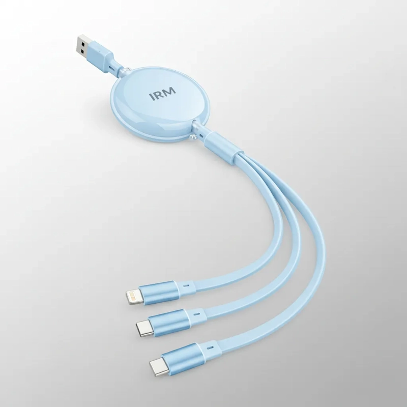 CABLE IRM 3 EN 1 100W M52 CARGA RAPIDA, RETRACTIL, CONECTORES PARA IPHONE, MICRO V8, TIPO C - 6
