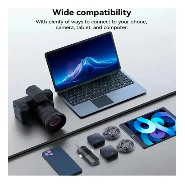 MICROFONO INALAMBRICO F11-2 10H BATERIA PARA CELULAR CAMARA VLOG ENTREVISTAS - 5