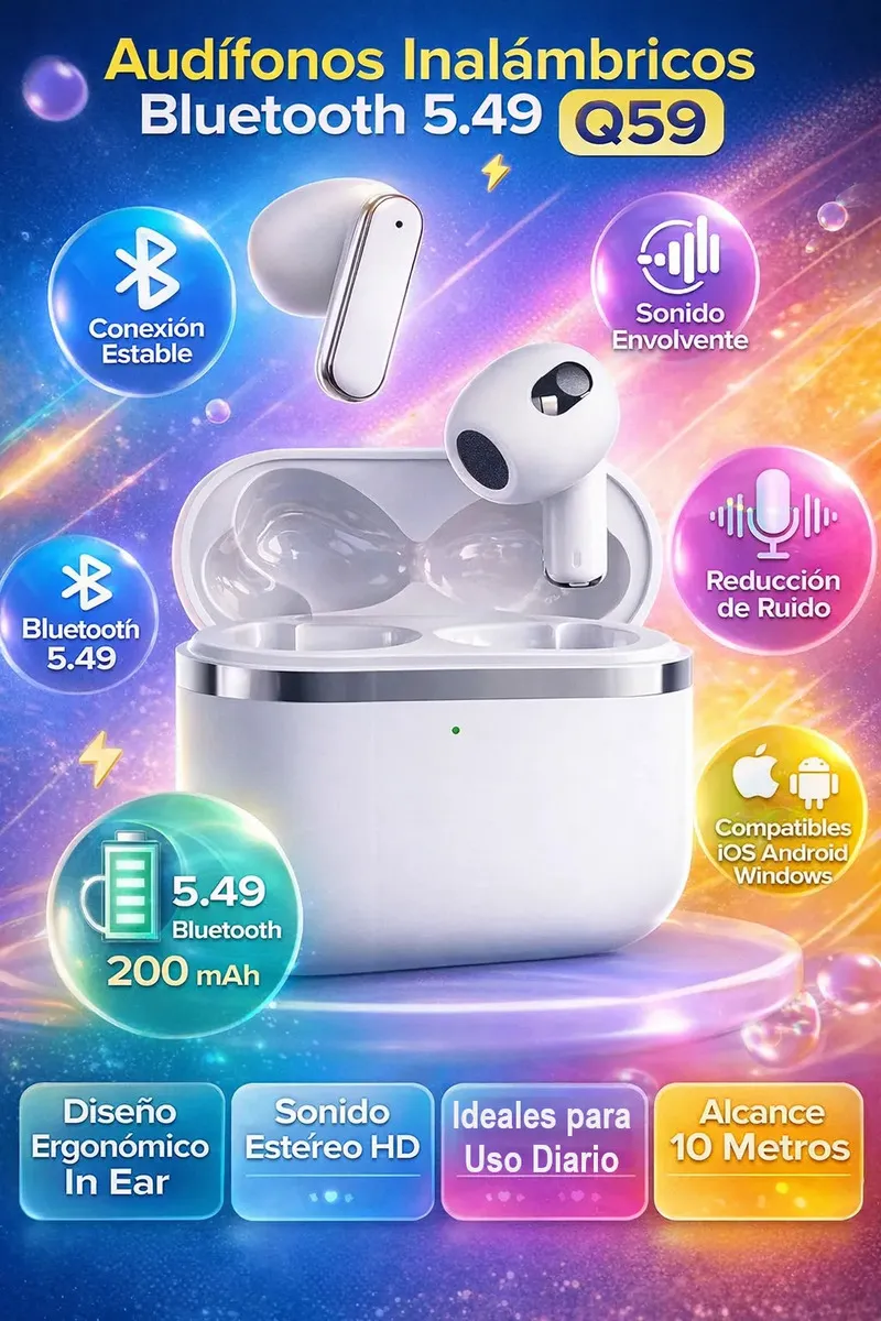 AUDIFONOS INALAMBRICOS Q59 BLUETOOTH 5.49 TWS IN EAR CON REDUCCION DE RUIDO Y ESTUCHE DE CARGA TIPO - 3