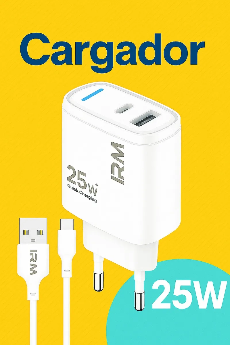 CARGADOR 25W CARGA RAPIDA USB C PARA SAMSUNG GALAXY S20 S21 S22 S23 S24 NOTE10 NOTE20 Z FLIP BLANCO - 1