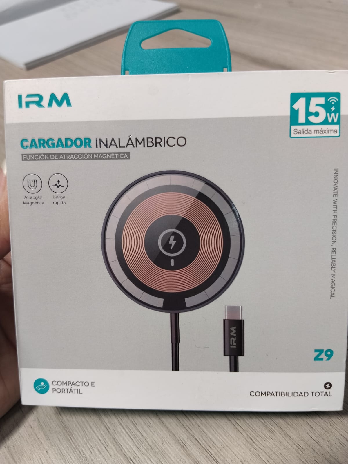 CARGADOR INALAMBRICO MAGNETICO IRM Z9 15W CARGA RAPIDA COMPATIBLE IPHONE SAMSUNG ANDROID NEGRO - 2