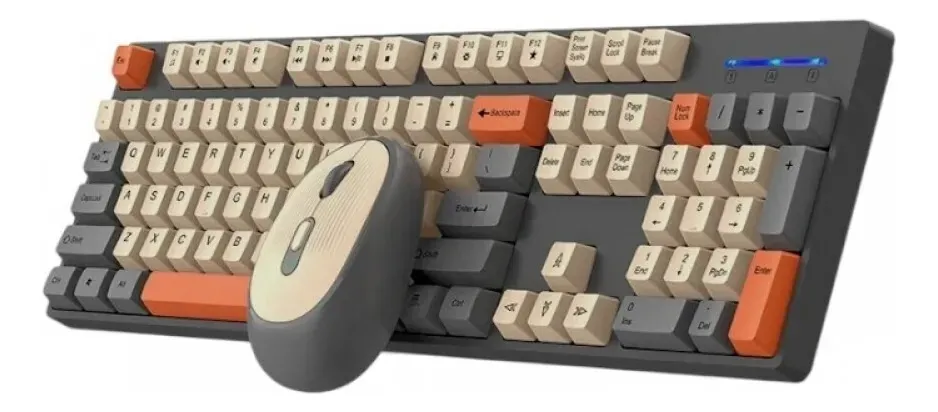 KIT INALAMBRICO TECLADO Y MOUSE WEIBO WB111 QWERTY ALCANCE 10M COLOR GRIS OSCURO/BEIGE - 2