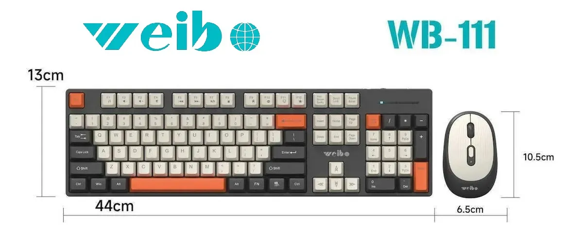KIT INALAMBRICO TECLADO Y MOUSE WEIBO WB111 QWERTY ALCANCE 10M COLOR GRIS OSCURO/BEIGE - 5