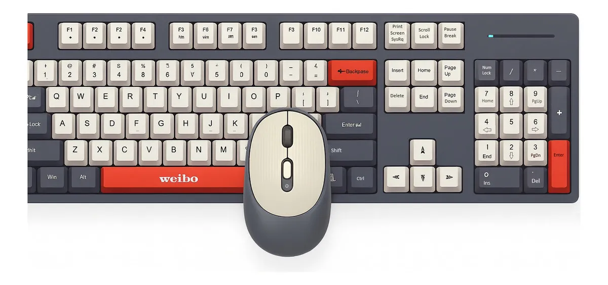 KIT INALAMBRICO TECLADO Y MOUSE WEIBO WB111 QWERTY ALCANCE 10M COLOR GRIS OSCURO/BEIGE - 7
