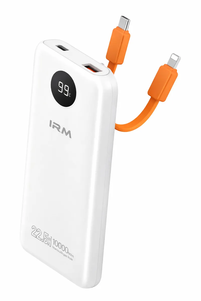 POWER BANK IRM IR49 10000MAH 22.5W CARGA RAPIDA CON CABLE USB C Y IPHONE PANTALLA LED - 2