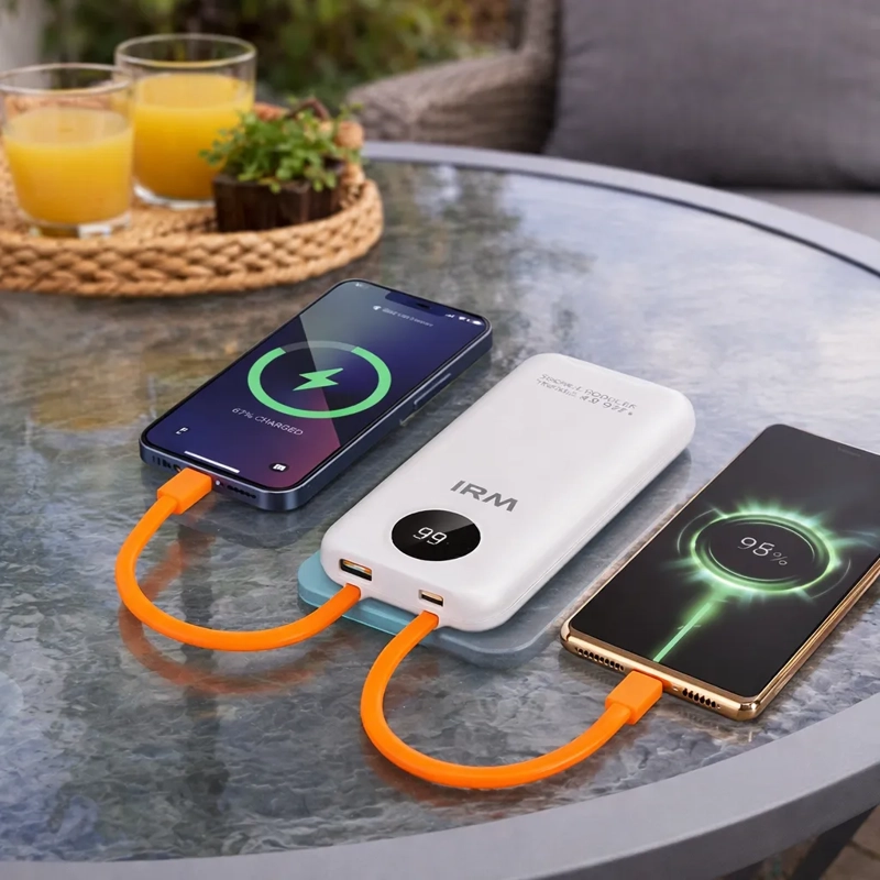 POWER BANK IRM IR49 10000MAH 22.5W CARGA RAPIDA CON CABLE USB C Y IPHONE PANTALLA LED - 4