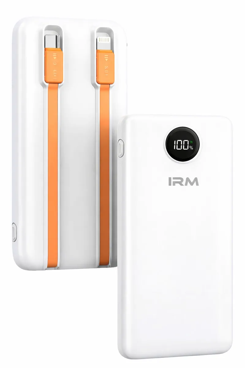 POWER BANK IRM IR49 10000MAH 22.5W CARGA RAPIDA CON CABLE USB C Y IPHONE PANTALLA LED - 5