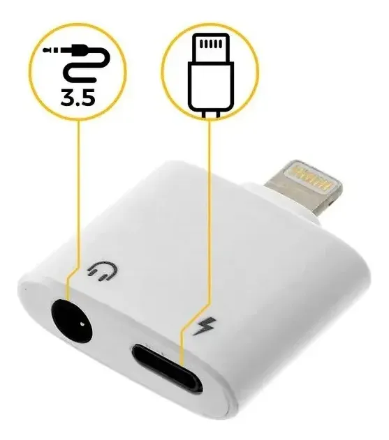 GENÉRICO ADAPTADOR SPLITTER IRM 05756 DUAL PARA IPHONE CARGA Y AUDIO SIMULTANEO COMPATIBLE IPHONE IPAD BLANCO