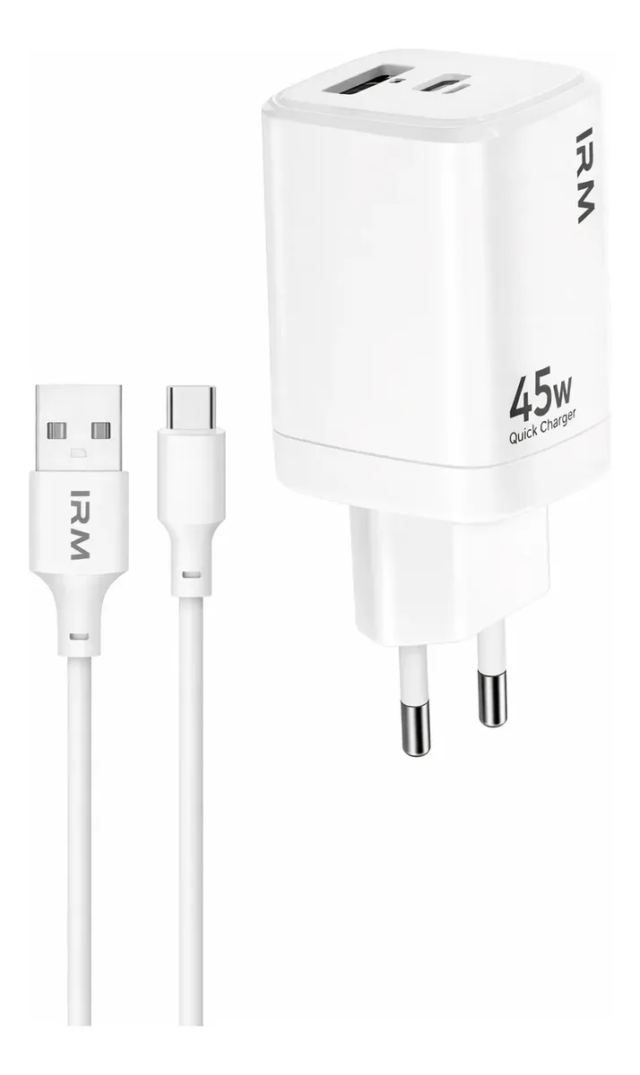 CARGADOR RAPIDO 45W USB TIPO C PARA ANDROID CARGA RAPIDA COMPACTO COLOR BLANCO - 4