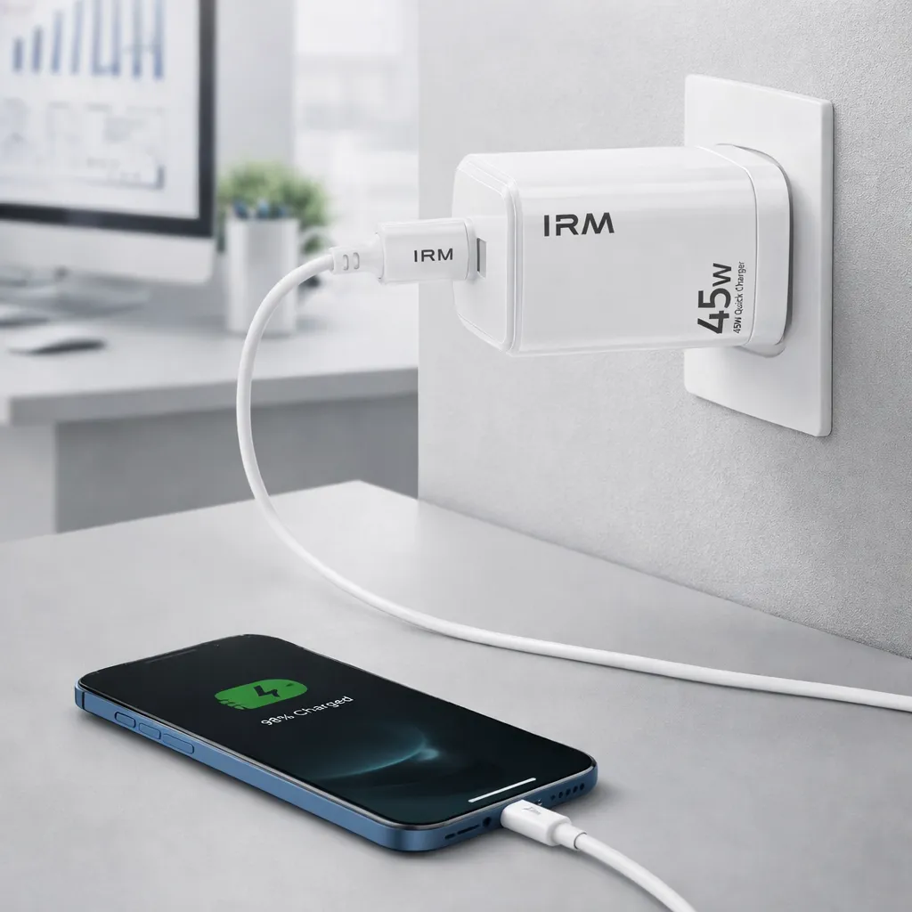 CARGADOR RAPIDO 45W USB TIPO C PARA ANDROID CARGA RAPIDA COMPACTO COLOR BLANCO - 6