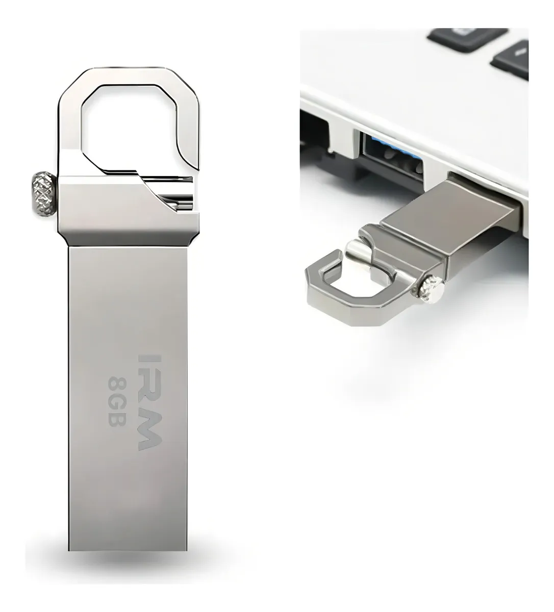 PENDRIVE USB 3.0 FLASH DRIVE 8GB LLAVERO METALICO COLOR PLATEADO ALTA VELOCIDAD - 1