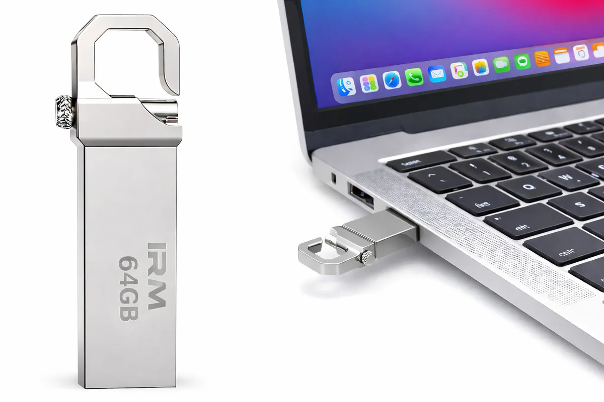 PENDRIVE 64GB USB 3.0 U338 METAL MINI COMPACTO PORTATIL CON CLIP ALTA COMPATIBILIDAD PLATEADO - 1