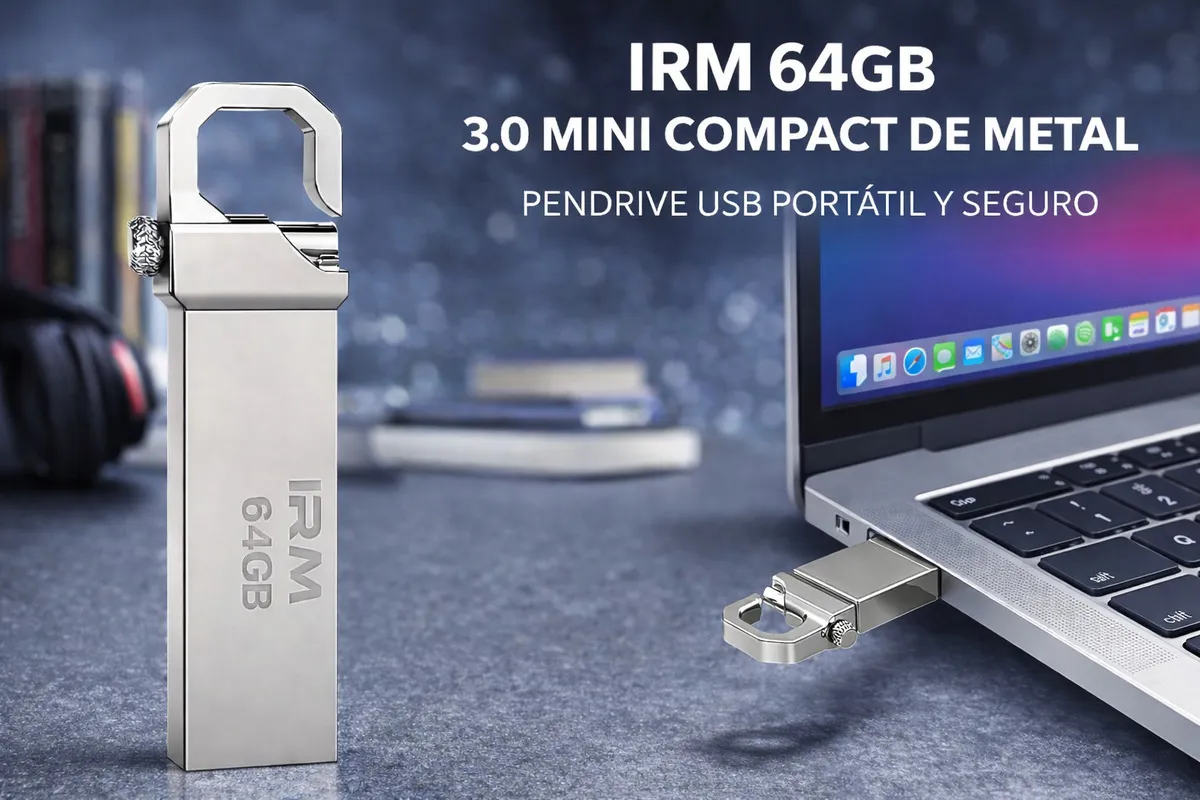 PENDRIVE 64GB USB 3.0 U338 METAL MINI COMPACTO PORTATIL CON CLIP ALTA COMPATIBILIDAD PLATEADO - 6