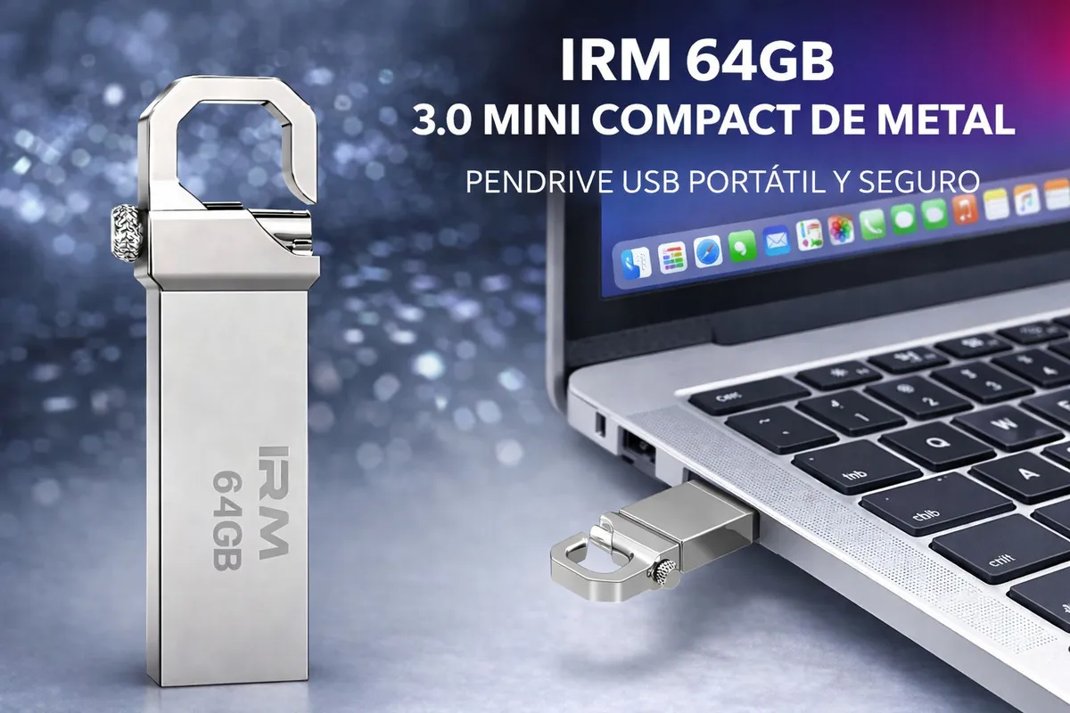 PENDRIVE 64GB USB 3.0 U338 METAL MINI COMPACTO PORTATIL CON CLIP ALTA COMPATIBILIDAD PLATEADO - 8