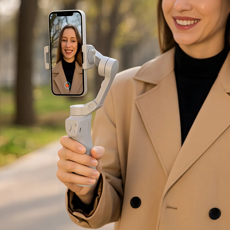 ESTABILIZADOR GIMBAL 3 EJES PLEGABLE CON SEGUIMIENTO FACIAL Y TRIPODE NEGRO - 3