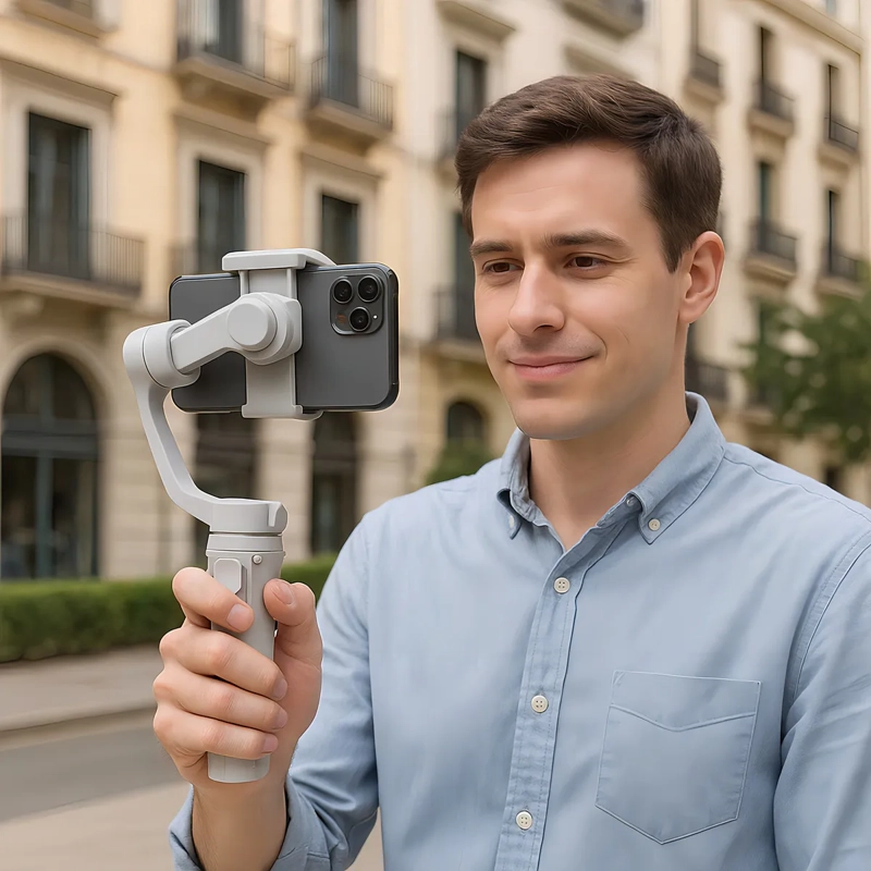 ESTABILIZADOR GIMBAL 3 EJES PLEGABLE CON SEGUIMIENTO FACIAL Y TRIPODE NEGRO - 4