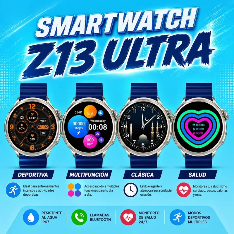 SMARTWATCH Z13 ULTRA LLAMADAS BLUETOOTH DEPORTIVO - 4
