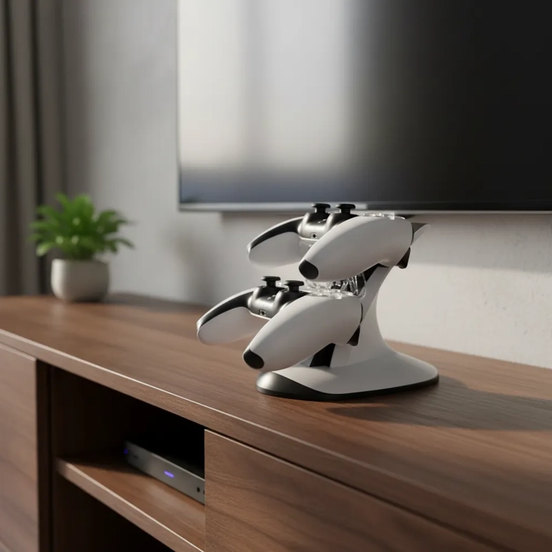 BASE CARGA DUAL PS5 JOYSTICK LUZ LED USB C - 5