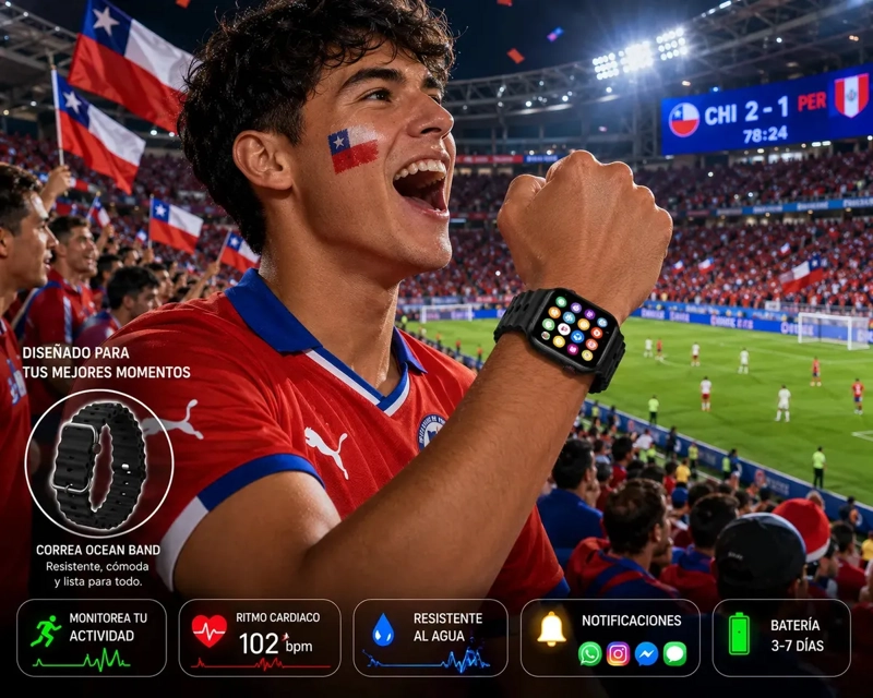 SMARTWATCH ULTRA W9 BLUETOOTH MONITOR SALUD DEPORTES COMPATIBLE IPHONE Y ANDROID NEGRO - 3