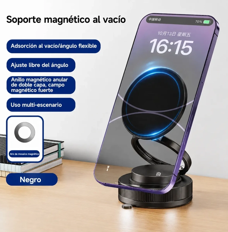 SOPORTE MAGNETICO CON ABSORCION AL VACIO PARA AUTO ROTACION 180° UNIVERSAL - 3