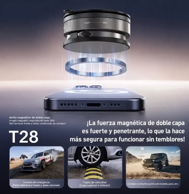 SOPORTE MAGNETICO CON ABSORCION AL VACIO PARA AUTO ROTACION 180° UNIVERSAL - 6