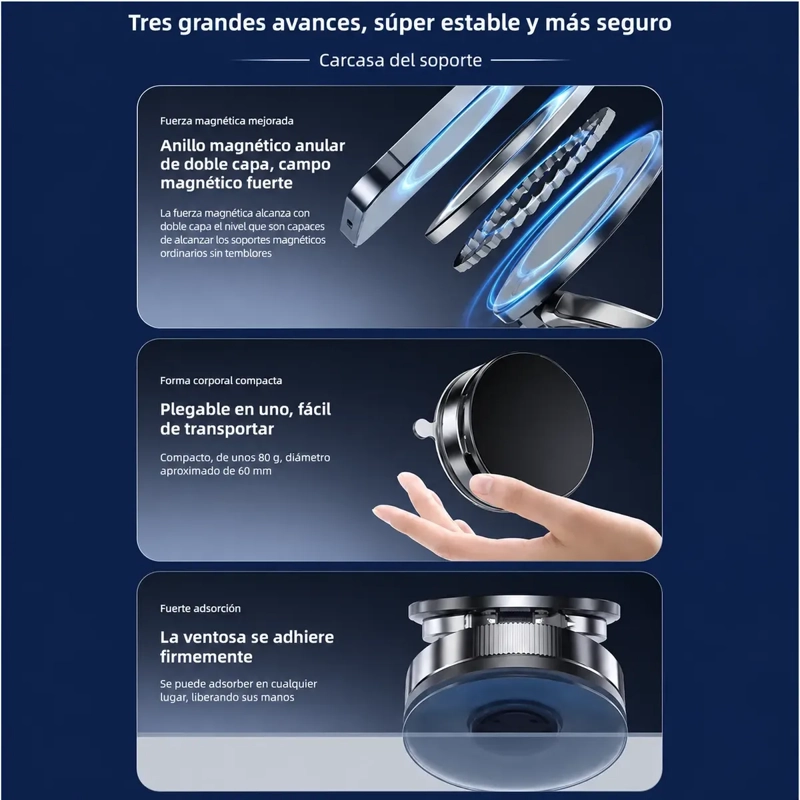 SOPORTE MAGNETICO CON ABSORCION AL VACIO PARA AUTO ROTACION 180° UNIVERSAL - 7