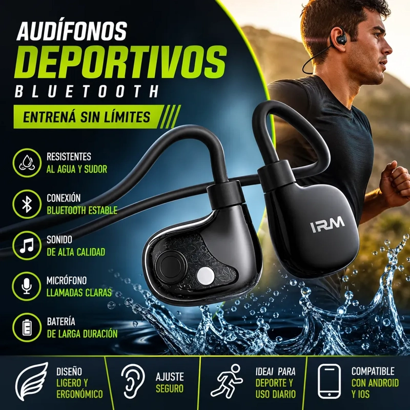AUDIFONOS DEPORTIVOS S19 BLUETOOTH IMPERMEABLES CON MICROFONO COLOR NEGRO - 3