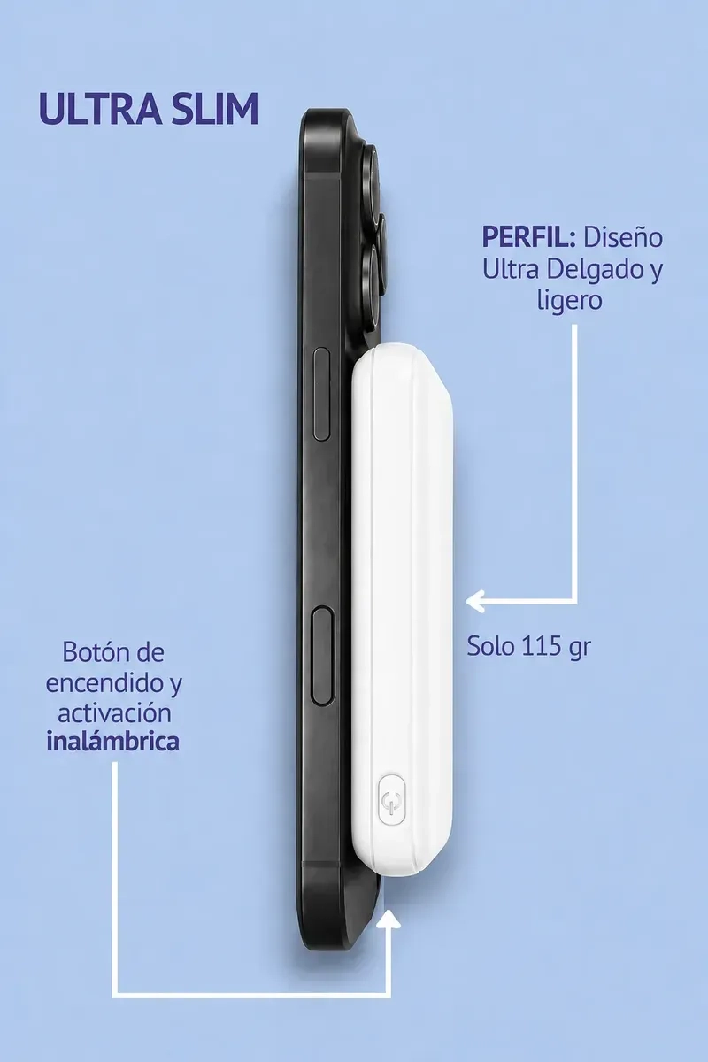 POWER BANK MAGNETICO 5000MAH PD 20W INALAMBRICO COMPATIBLE IPHONE Y ANDROID - 3