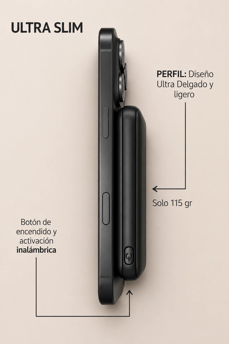 POWER BANK MAGNETICO INALAMBRICO 5000MAH PD 20W COMPATIBLE IPHONE ANDROID - 3