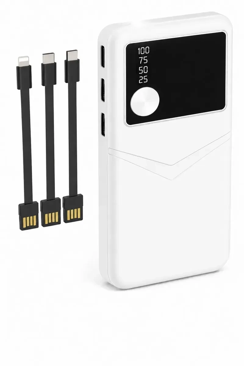 POWER BANK 10000MAH CARGA RAPIDA 3 USB CON PANTALLA DIGITAL Y LINTERNA LED - 1