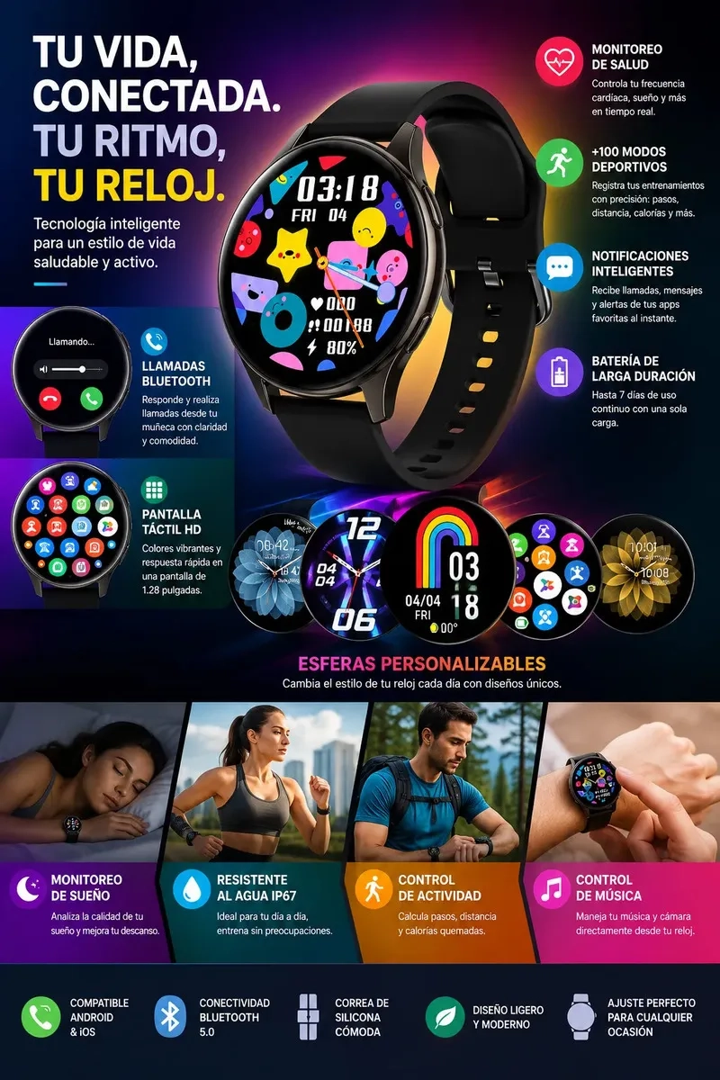 SMARTWATCH ACTIVE 2 BLUETOOTH PANTALLA HD MONITOR CARDIACO ANDROID IPHONE - 4