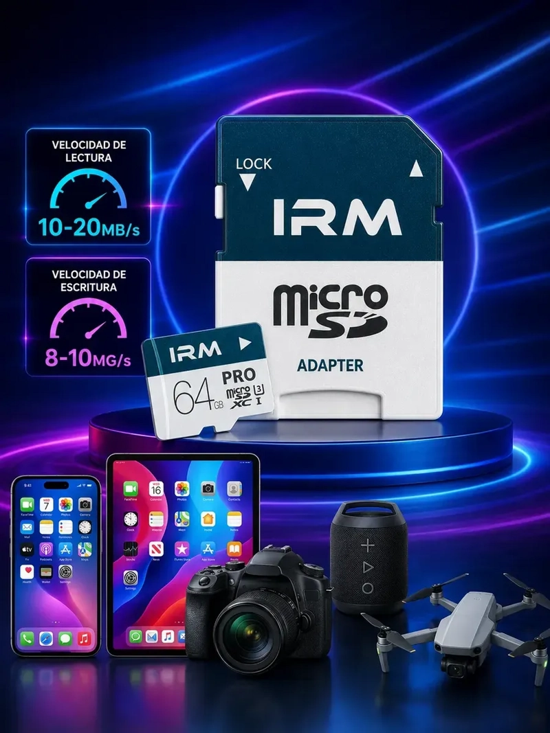 TARJETA MICRO SD 64GB CLASE 10 CON ADAPTADOR PARA CELULARES Y CAMARAS - 4