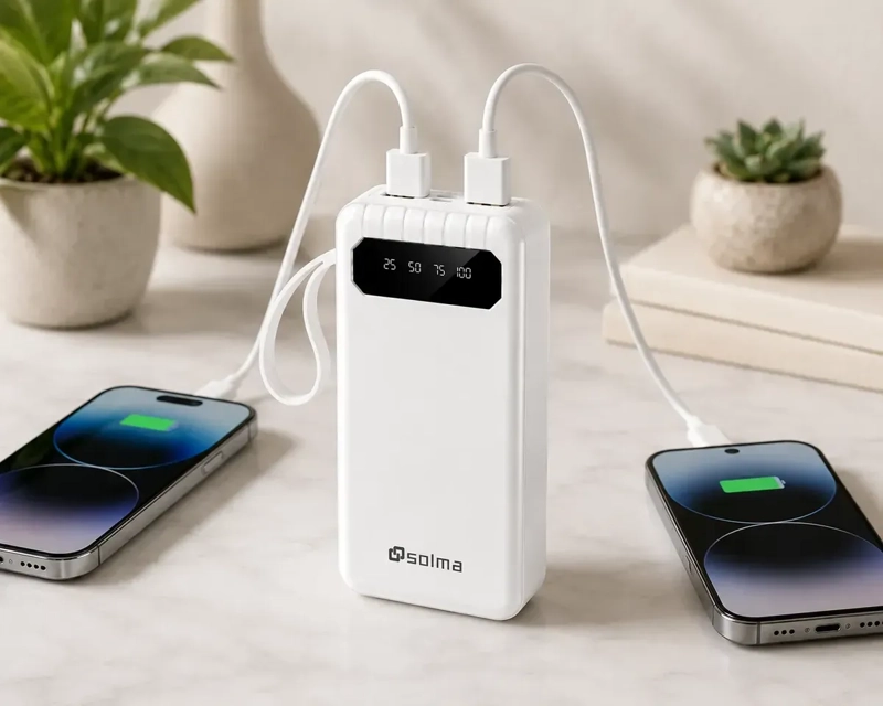 POWER BANK 30000MAH CARGA RAPIDA 4 CABLES INTEGRADOS USB TIPO C USB-L MICRO 2 PUERTOS USB COMPATIBLE - 3