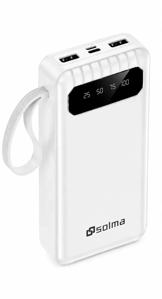 POWER BANK 30000MAH CARGA RAPIDA 4 CABLES INTEGRADOS USB TIPO C USB-L MICRO 2 PUERTOS USB COMPATIBLE - 4
