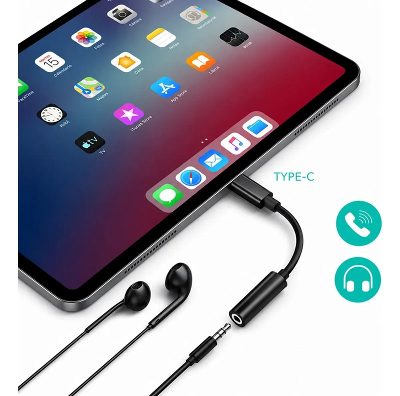 ADAPTADOR DE AUDIO USB TIPO C A JACK 3.5MM PARA AUDIFONOS Y MICROFONO - 4