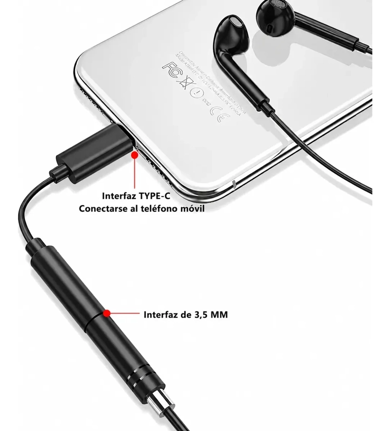 ADAPTADOR DE AUDIO USB TIPO C A JACK 3.5MM PARA AUDIFONOS Y MICROFONO - 5