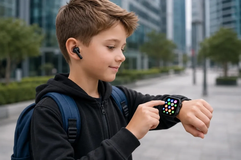 SMARTWATCH D96 PARA NIÑOS CON AUDIFONOS Y 7 CORREAS COMPATIBLE ANDROID IOS - 4