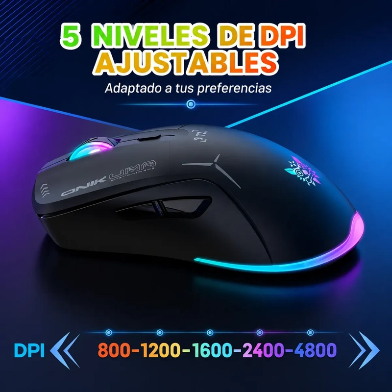 MOUSE GAMER INALAMBRICO ONIKUMA RGB 2.4GHZ 4800 DPI RECARGABLE - 4