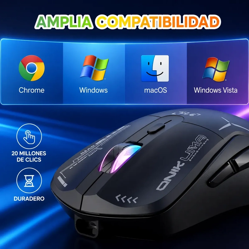 MOUSE GAMER INALAMBRICO ONIKUMA RGB 2.4GHZ 4800 DPI RECARGABLE - 5