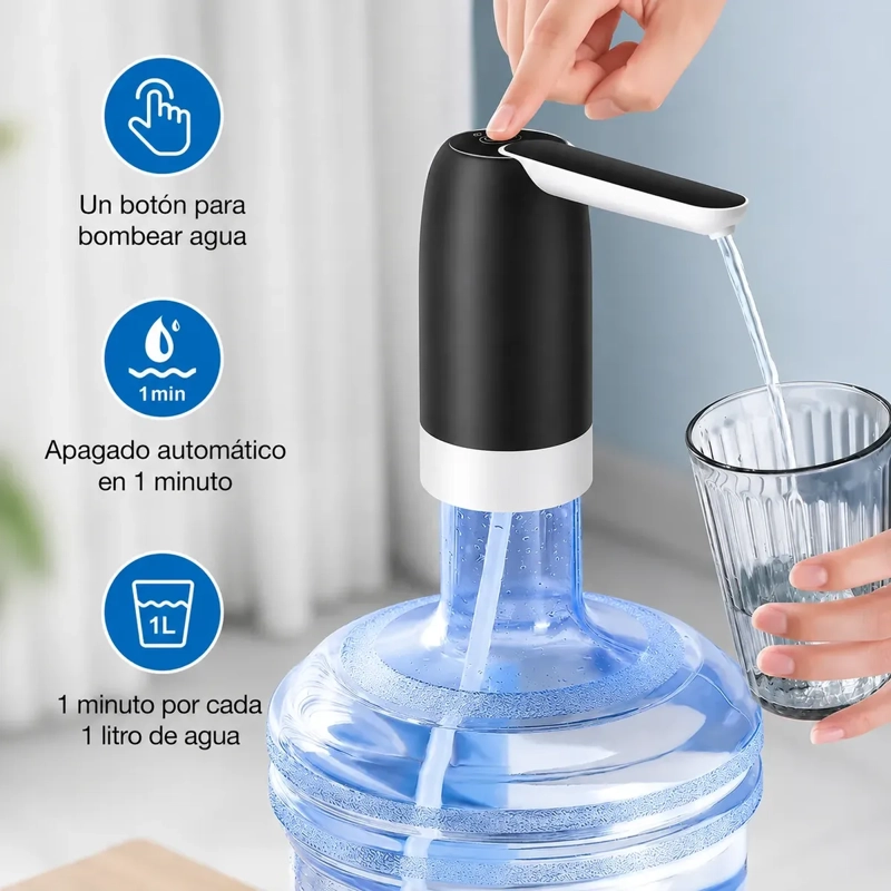 DISPENSADOR DE AGUA ELE CTRICO USB RECARGABLE PORTATIL PARA BIDONES DE 20L - 6
