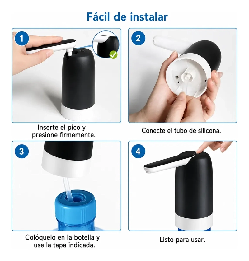 DISPENSADOR DE AGUA ELE CTRICO USB RECARGABLE PORTATIL PARA BIDONES DE 20L - 4