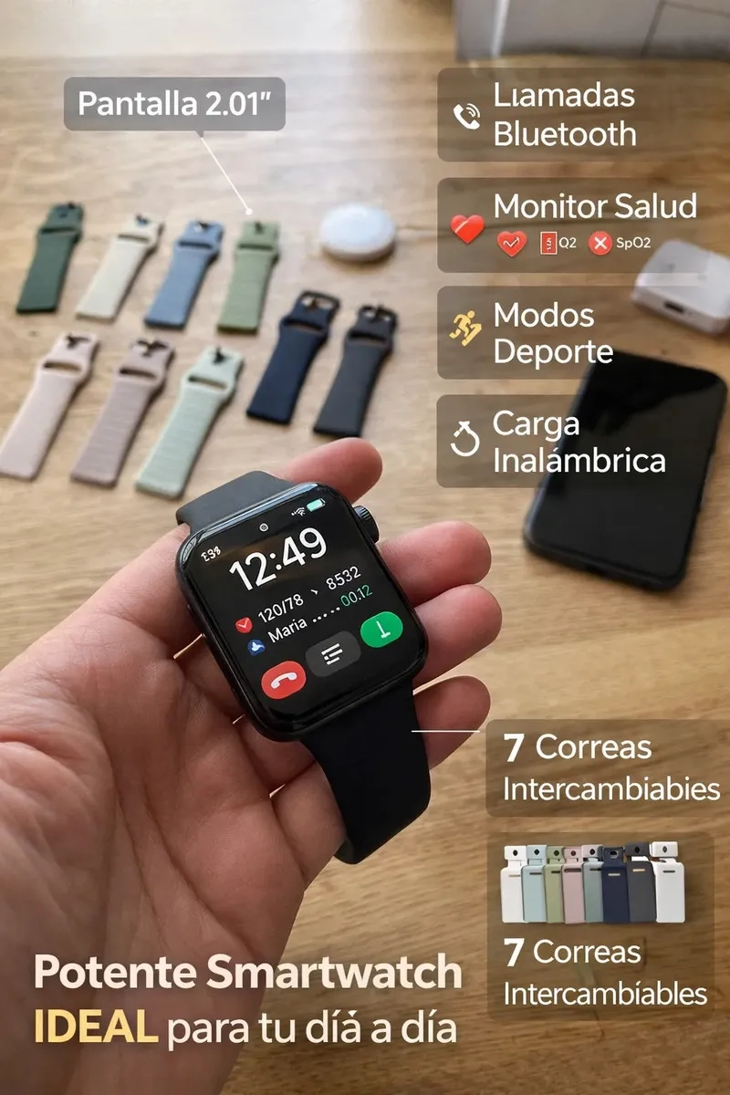 SMARTWATCH CON PANTALLA 2.01 PULGADAS Y LLAMADAS BLUETOOTH COMPATIBLE CON ANDROID Y CON IPHONE - 4