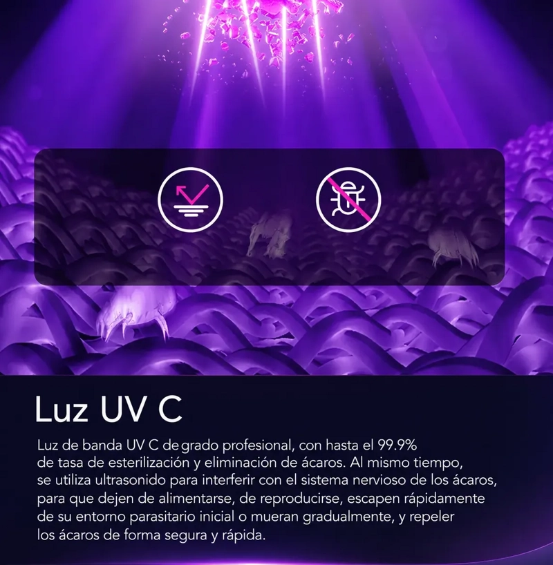 ASPIRADORA ANTIACAROS PARA COLCHONES Y SOFAS CON LUZ UV Y ALTA POTENCIA - 2