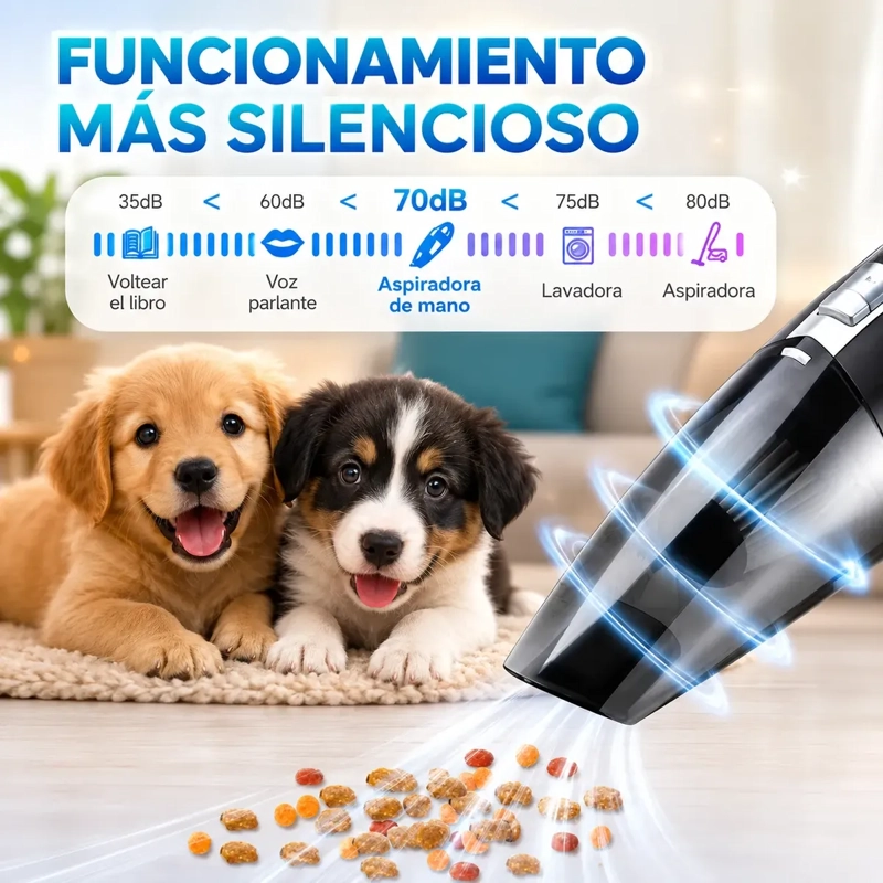 ASPIRADORA DE MANO INALAMBRICA 120W RECARGABLE PARA AUTO Y HOGAR - 5