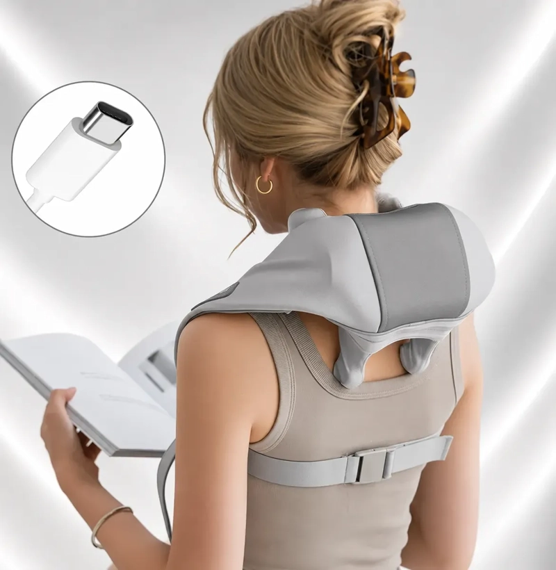 MASAJEADOR ELE CTRICO RECARGABLE 20W PARA CUELLO Y HOMBROS DISEÑO ERGONOMICO - 3